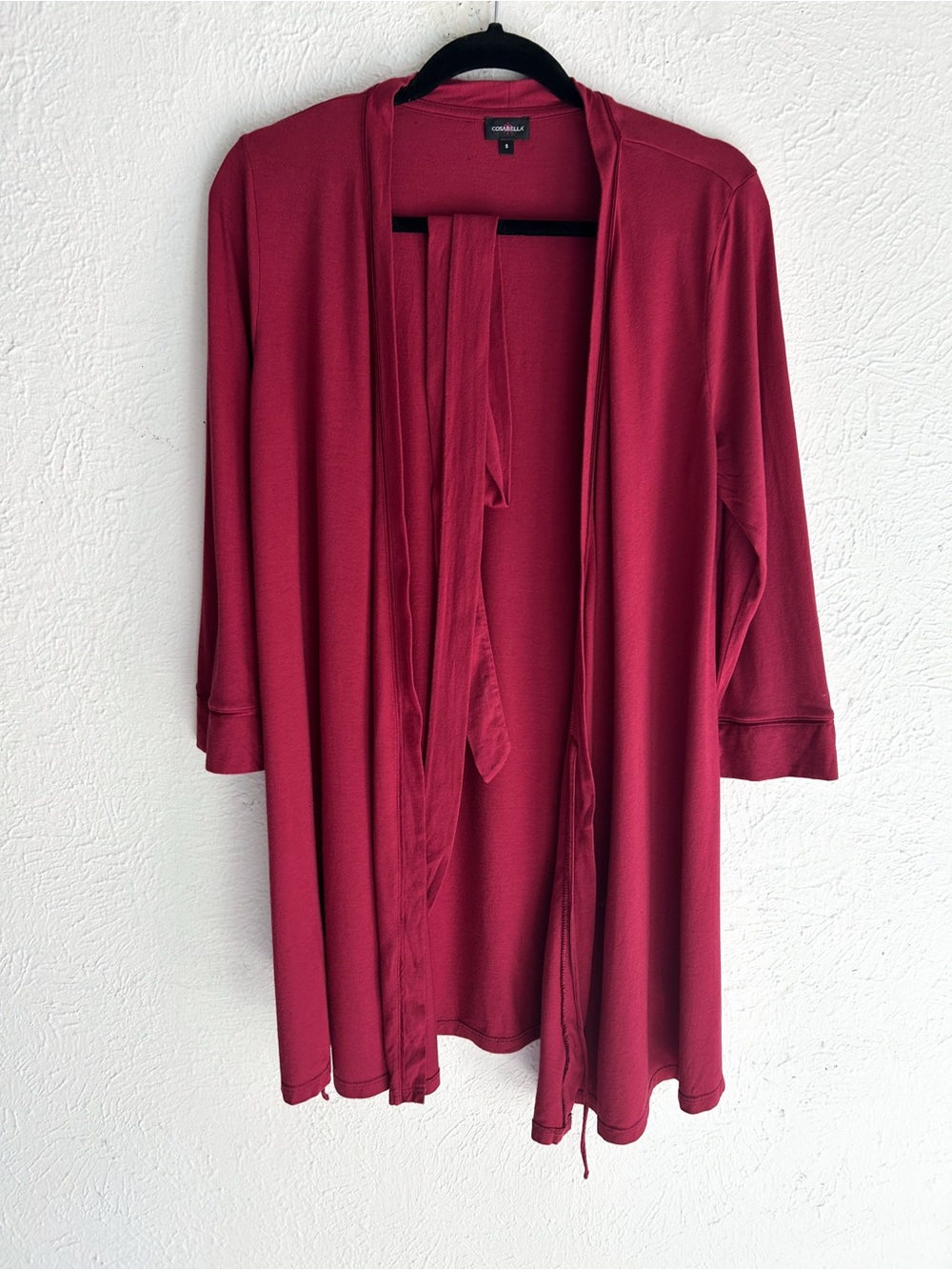Cosabella Raspberry Red Pima Cotton Modal Wrap Robe Small - Picture 3 of 7